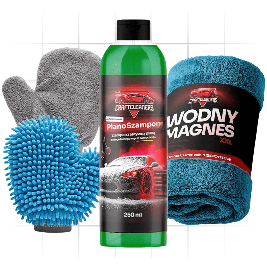 Czysta Jazda – Zestaw do mycia auta Pianoszampon + Wodny Magnes XL + Rękawica