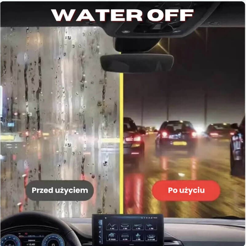 WaterOff - Zawsze Sucha Szyba i Lusterka! Płyn Hydrofobowy Niewidzialna Wycieraczka!