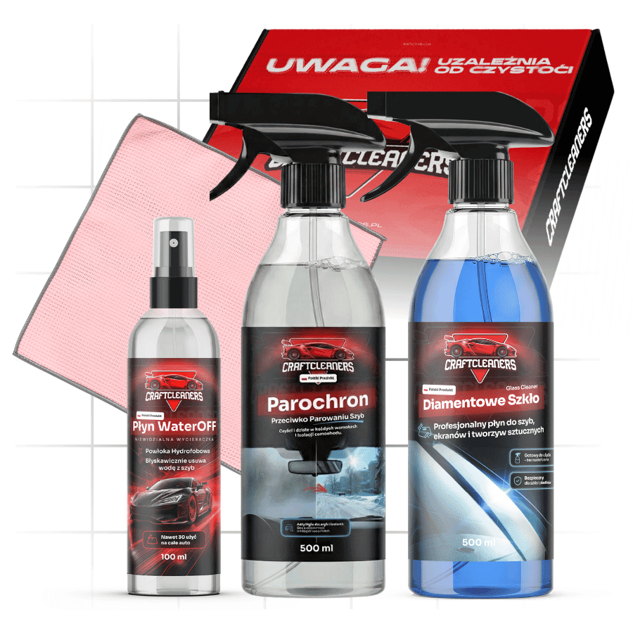 Wiosenny ZESTAW Do Szyb - Diamentowe Szkło + Parochron + WaterOFF + Szklany Specjalista + Opakowanie Premium