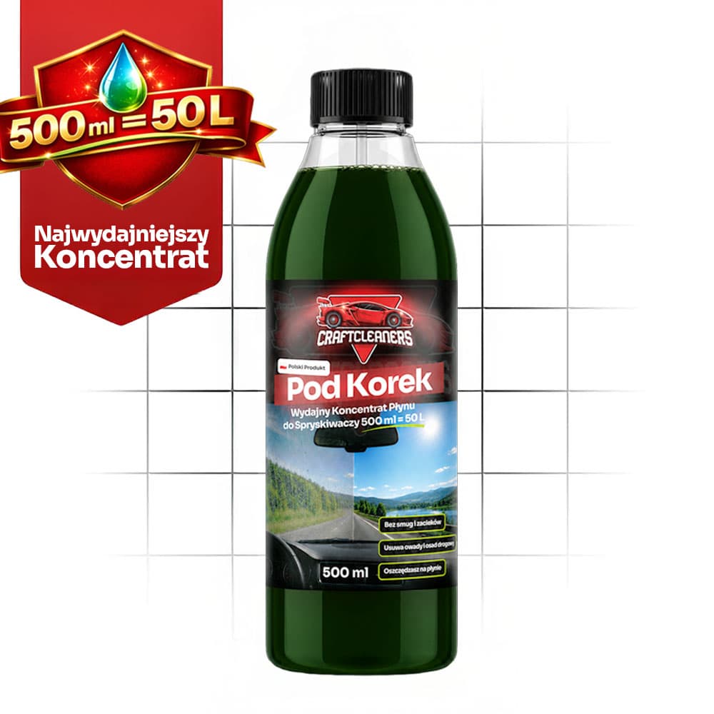 Pod Korek – Wydajny Koncentrat Płynu do Spryskiwaczy 500 ml = 50 L Gotowego Płynu